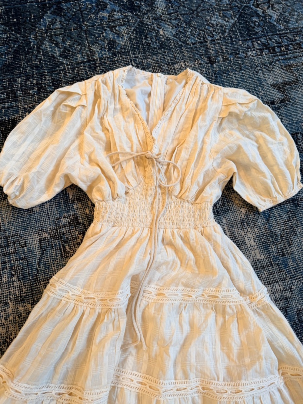 Chicwish Elegant Cream dress with Details midi dress small